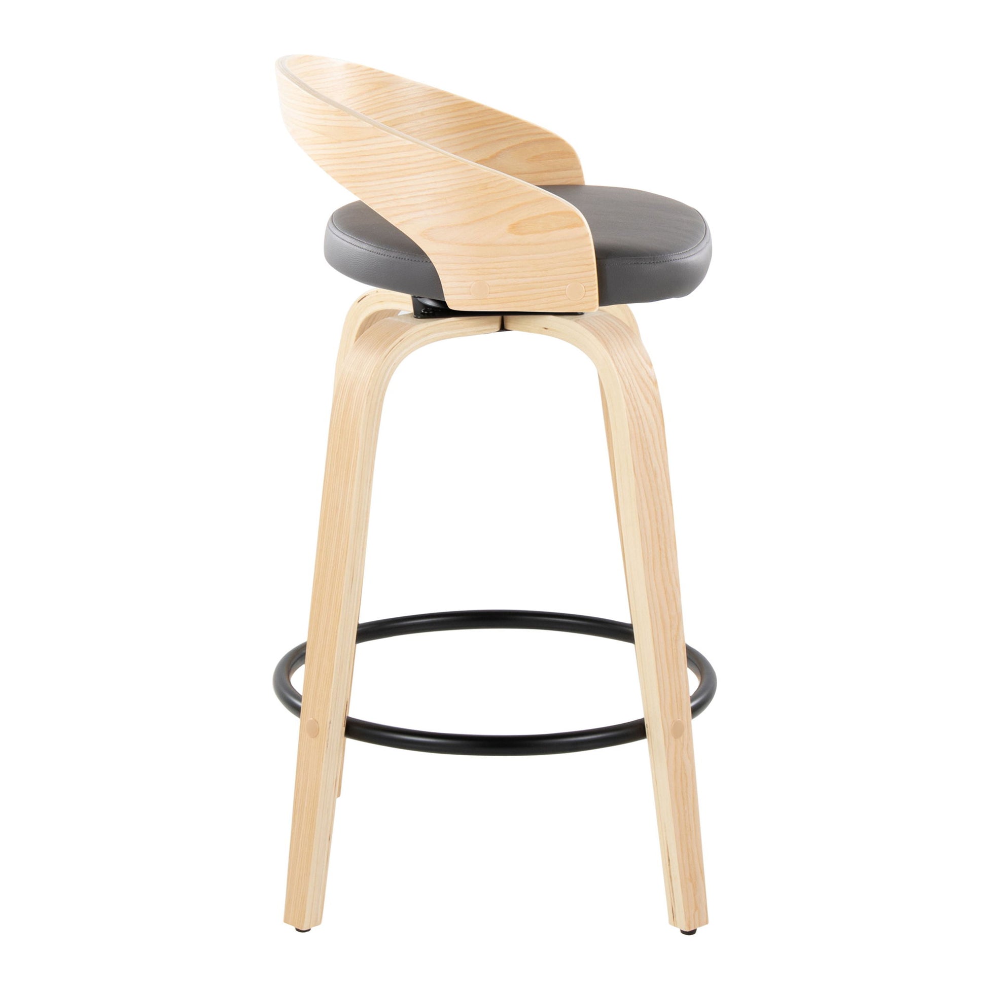 Grotto - Mid-Century Modern Fixed Height Counter Stool Swivel &h Round Footrest Lumi Source