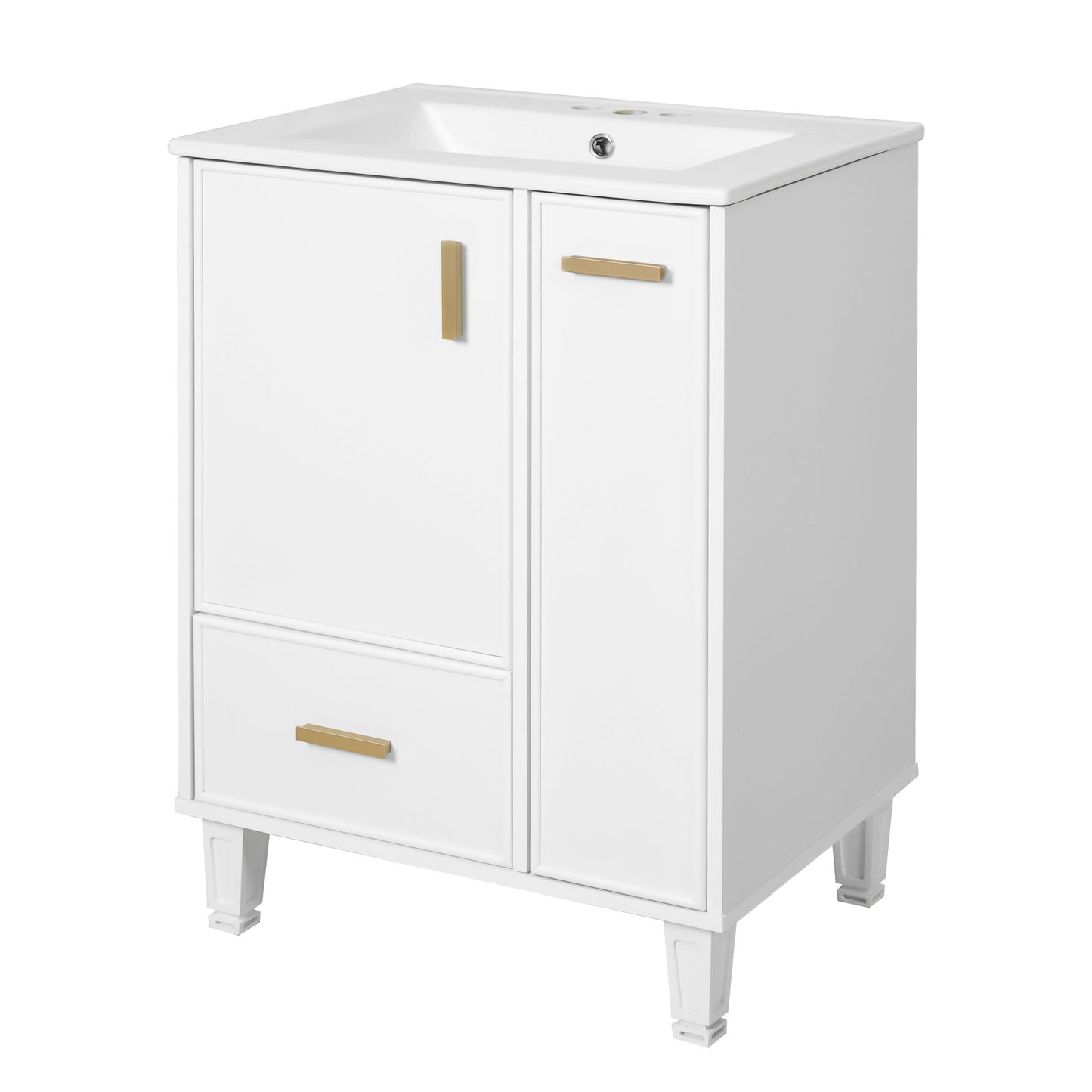 Bathroom Vanity With Sink, Deep Drawer, Door Shelf, 2 Tier Basket Noble House