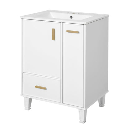 Bathroom Vanity With Sink, Deep Drawer, Door Shelf, 2 Tier Basket Noble House