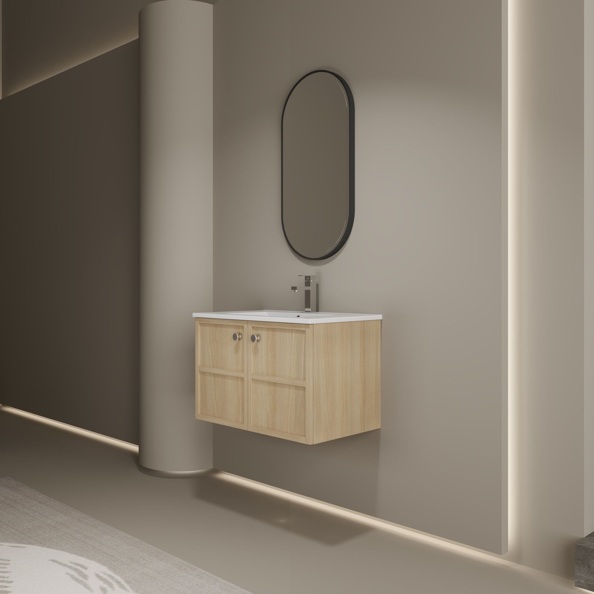 Wall Mounted Bathroom Vanity With Ceramic Sink And 2 Soft Closing Doors Home Essentials