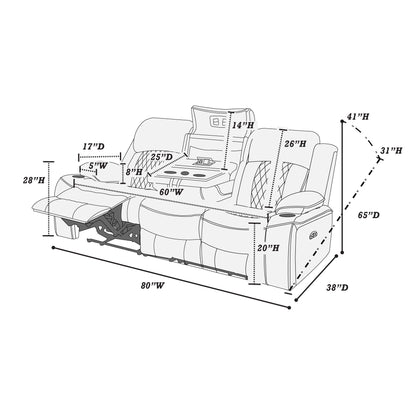 Power Motion Living Room Set With USB Port, Adjustable Headrest, Cup Holder Home Essentials
