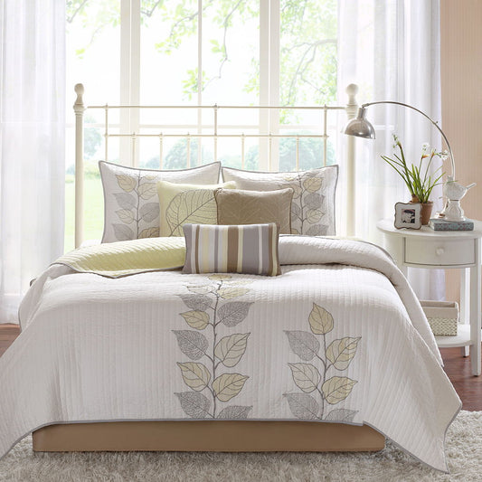 Caelie - King 6 Piece Reversible Coverlet Set - Yellow