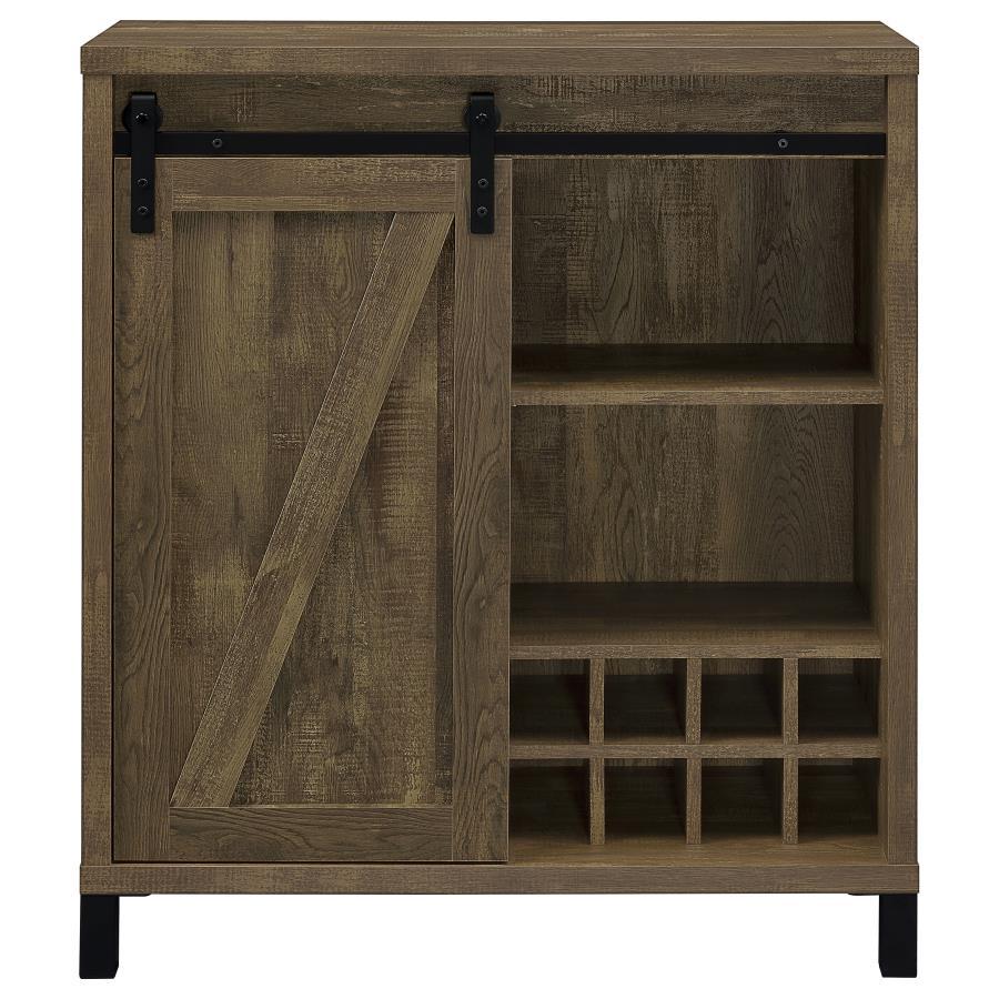 Arlington - Sliding Door Home Bar Wine Cabinet - Rustic Oak CoasterEveryday