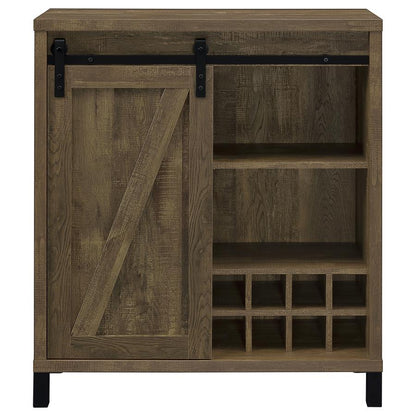 Arlington - Sliding Door Home Bar Wine Cabinet - Rustic Oak CoasterEveryday