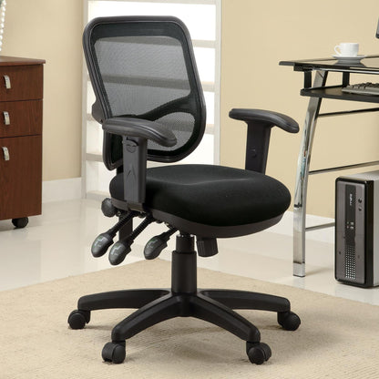 Swivel Office Chair Armrests Ergonomic Design, Adjustable Height And Tilt - Black Furniture Max