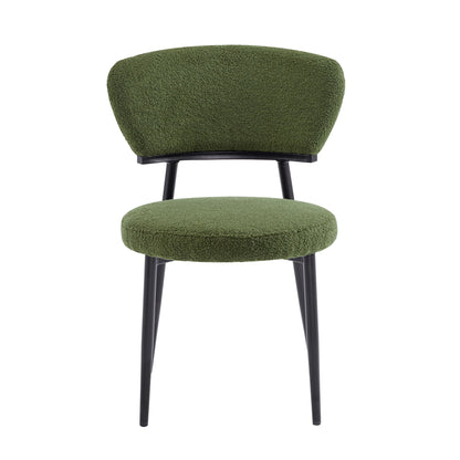 Upholstered Dining Chair (Set of 2) - Green Fabric Noble House