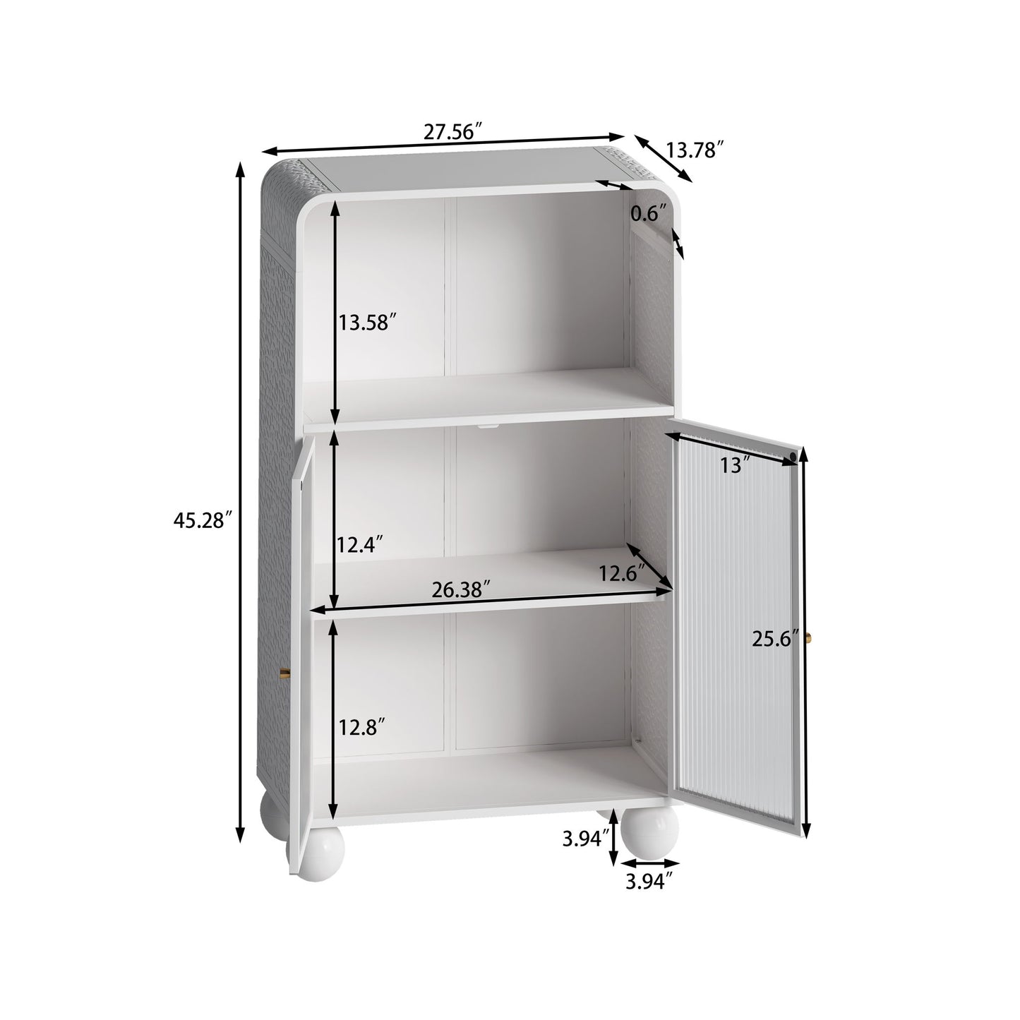 Storage Cabinet With Shelves And Glass Door, Freestanding Organizer For Bathroom - White Home Essentials