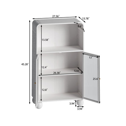 Storage Cabinet With Shelves And Glass Door, Freestanding Organizer For Bathroom - White Home Essentials