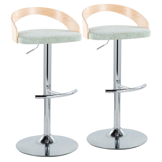 Grotto - Contemporary Adjustable Barstool, Swivel With Rounded T Footrest (Set of 2) Lumi Source