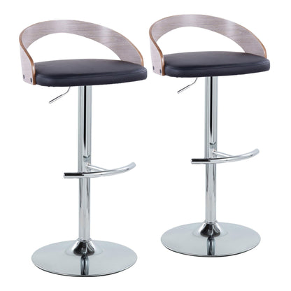 Grotto - Contemporary, Adjustable Barstool With Swivel With Rounded T Footrest (Set of 2) Lumi Source
