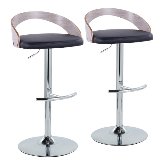 Grotto - Contemporary, Adjustable Barstool With Swivel With Rounded T Footrest (Set of 2) Lumi Source