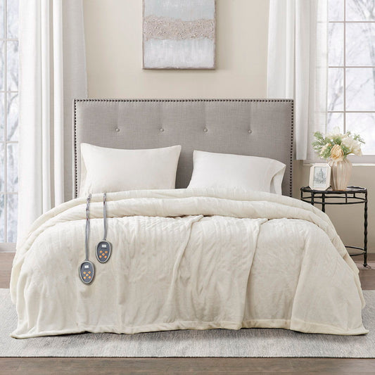 Heated Plush - King Blanket - Ivory Beautyrest