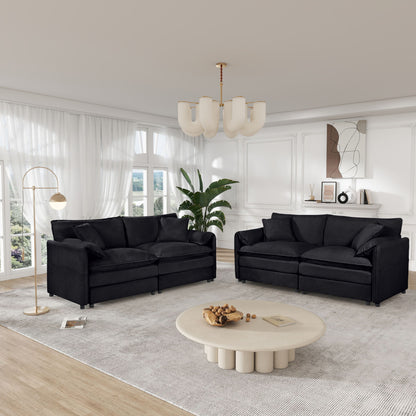 Modern Oversized Deep Seat Luxury 2 Piece Sofa Set With 4 Pillows Home Essentials