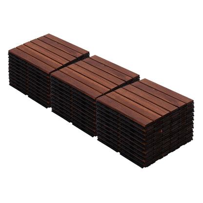 Interlocking Deck Tiles Striped Pattern, Waterproof Anti Mildew Brown Daily Nest