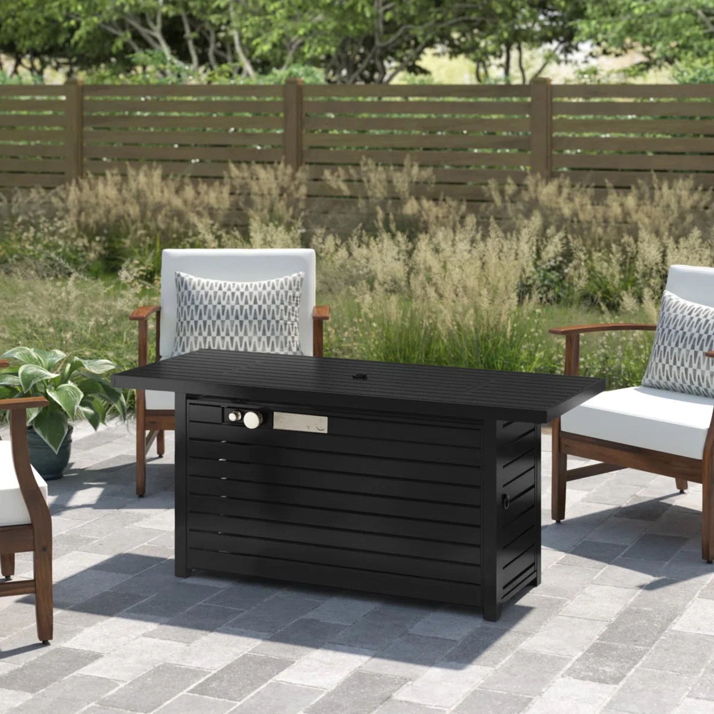 Outdoor Fire Pit Table & Lid - Black LSI Patio Furniture