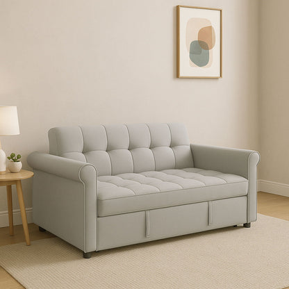 Compact Loveseat With Trundle Sleeper And Storage Pocket - Gray Home Essentials