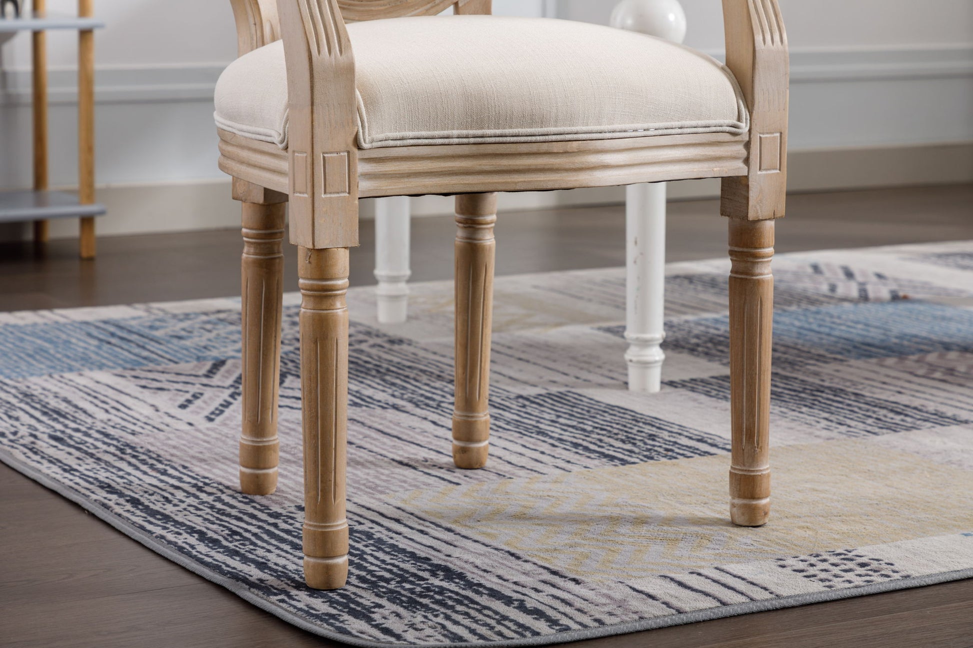 French Vintage Upholstered Fabric Dining Armchair (Set of 2) - Beige Home Essentials