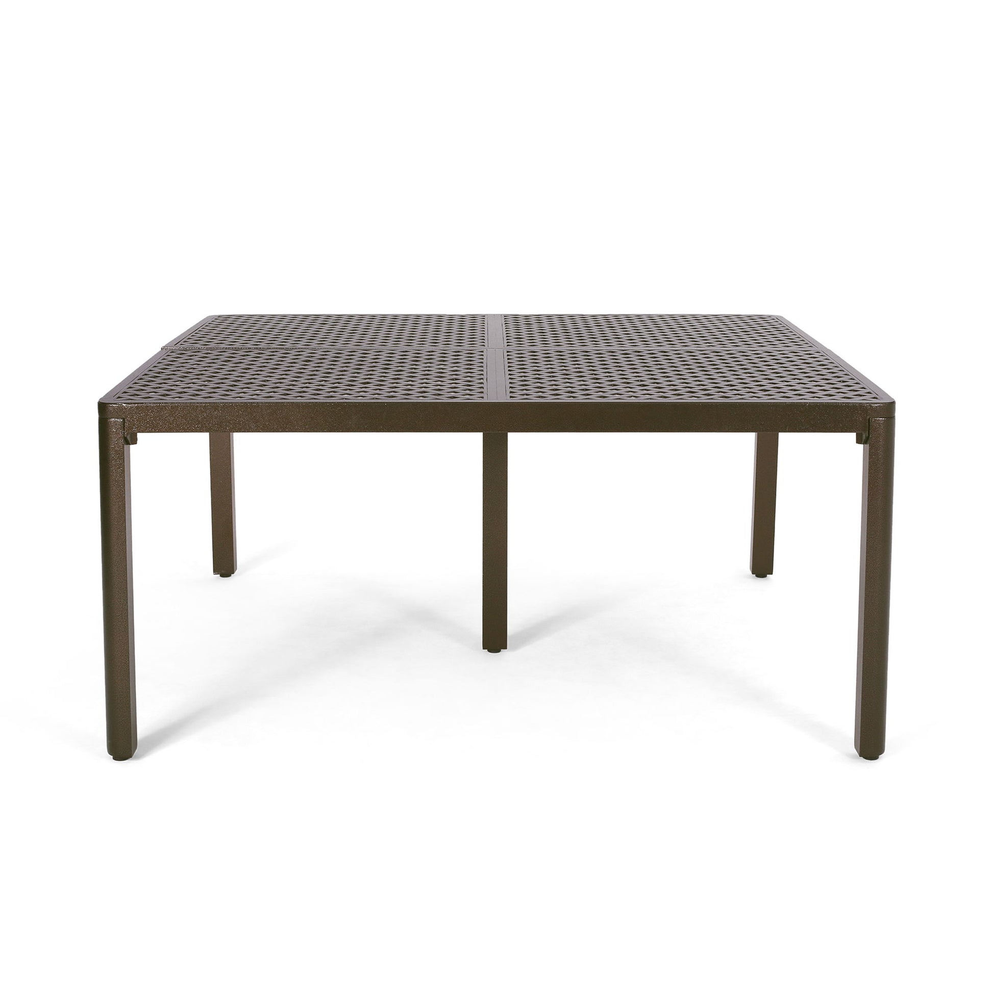 Outdoor Modern Aluminum Dining Table With Woven Accents Noble House