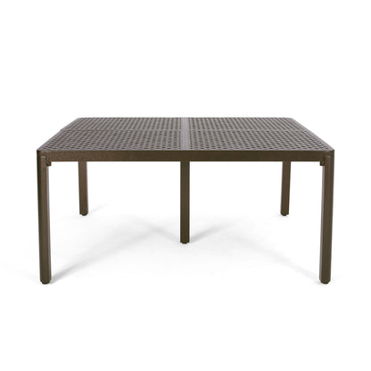 Outdoor Modern Aluminum Dining Table With Woven Accents Noble House