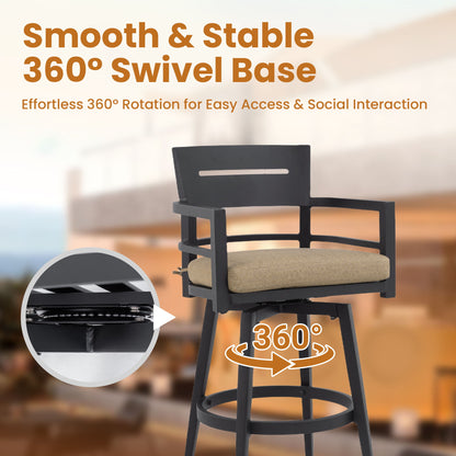 Outdoor Swivel Bar Chairs, 360 Degree Rotation, Ergonomic Backrest (Set of 2) Life Outside