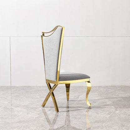 Gorgeous Streamlined High Back Fabric Stainless Steel Dining Chair (Set of 2) - Gold / Gray Home Essentials