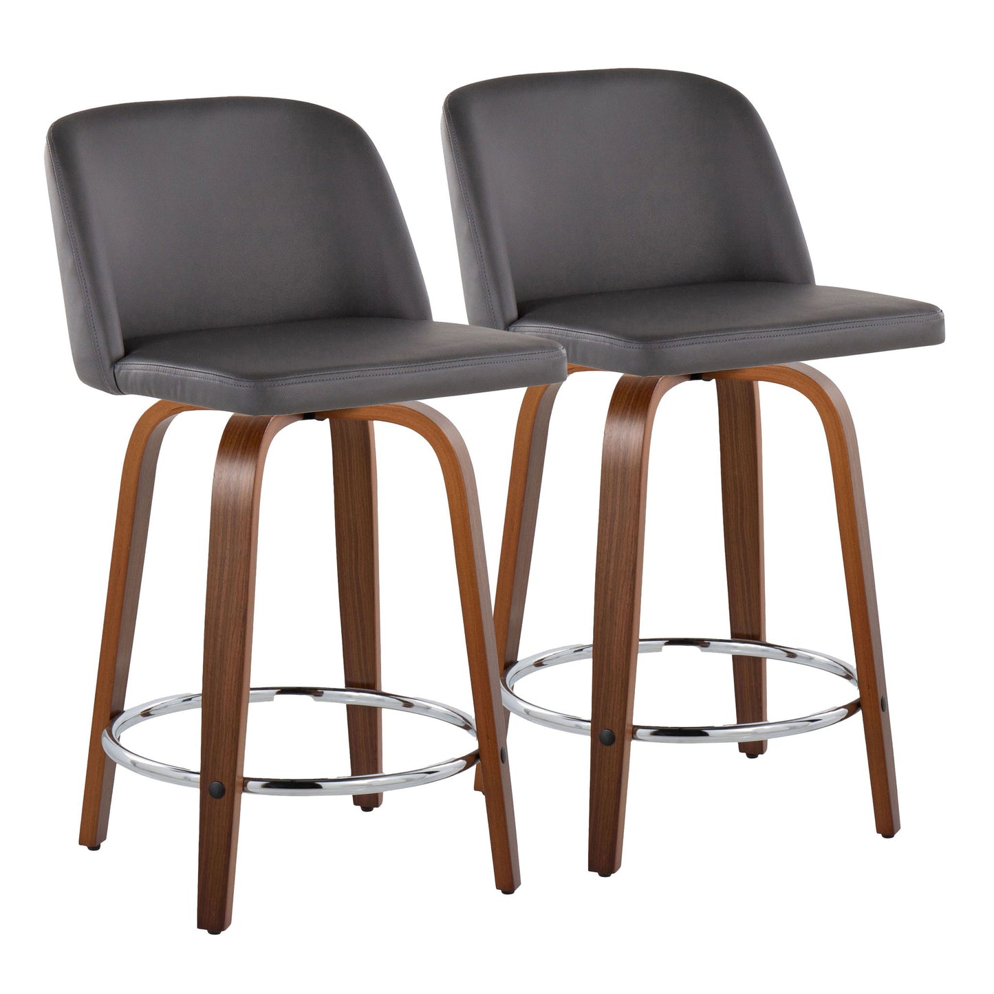 Toriano - Mid Century Modern Fixed Height Counter Stool With Swivel With Round Footrest (Set of 2) Lumi Source