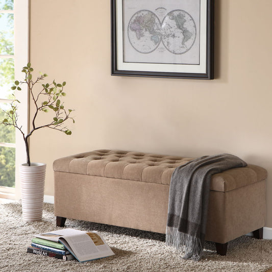 Shandra - Tufted Top Storage Bench - Sand