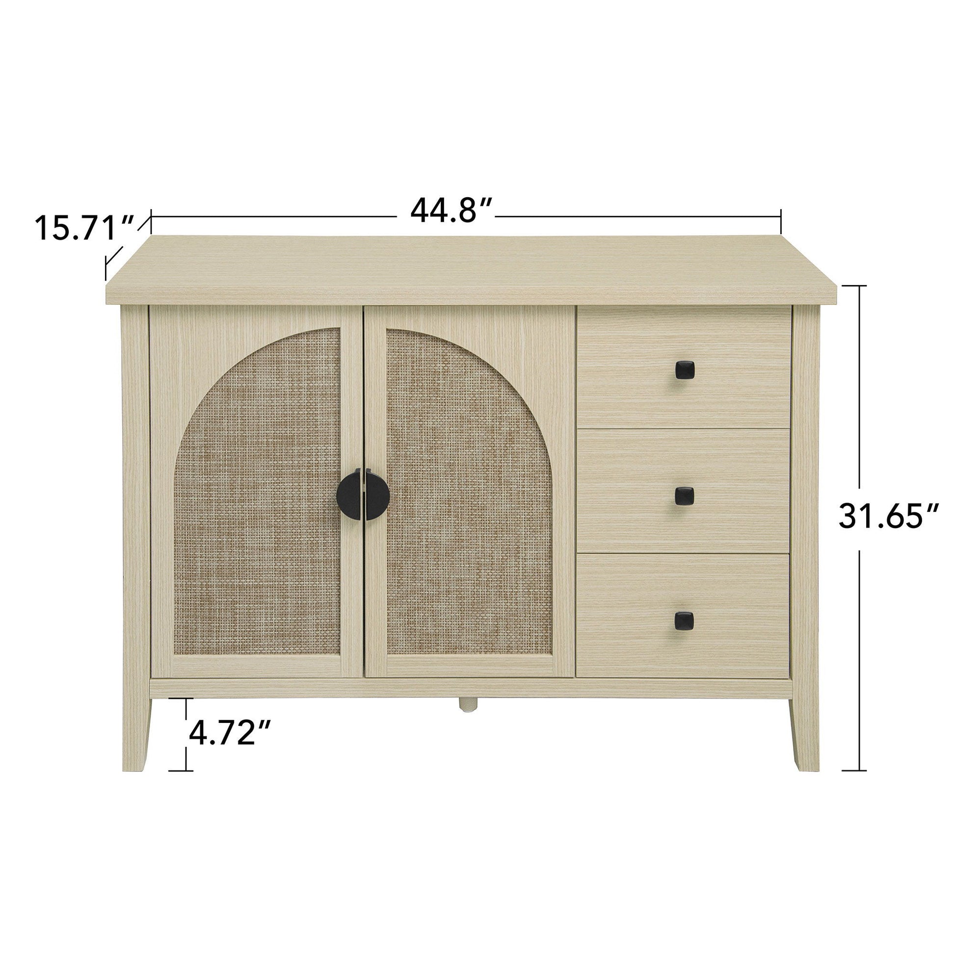 Rattan 2 Door 3 Drawer Cabinet, Suitable For Bedroom - Natural Home Essentials