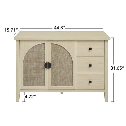 Rattan 2 Door 3 Drawer Cabinet, Suitable For Bedroom - Natural Home Essentials