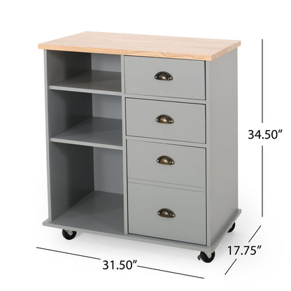 Yohaan - Contemporary Kitchen Cart With Wheels Noble House