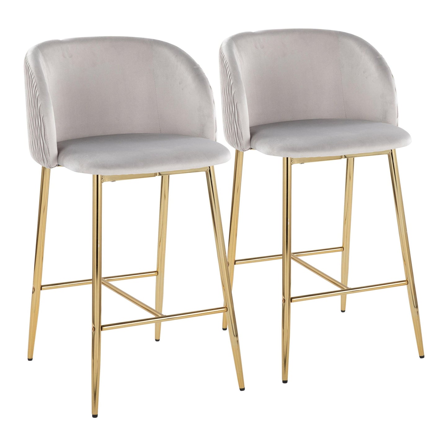 Fran - Pleated Waves Contemporary / Glam Fixed Height Counter Stool (Set of 2) Lumi Source