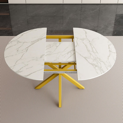 Round Dining Table With Extendable Blades, X Base Home Essentials