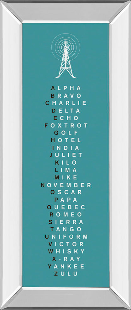 Phonetic Alphabet Il By The Vintage Collection - Mirror Framed Print Wall Art - Green