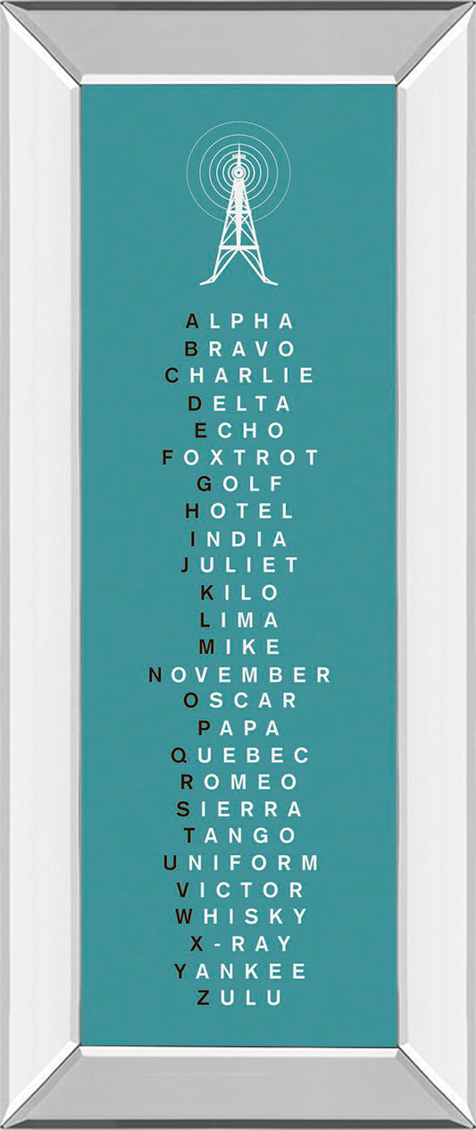 Phonetic Alphabet Il By The Vintage Collection - Mirror Framed Print Wall Art - Green