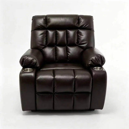 Lift Chair With Heat & Massage, 2 Pockets, 2 Cup Holders, Dual Remote - Wine Red Home Essentials