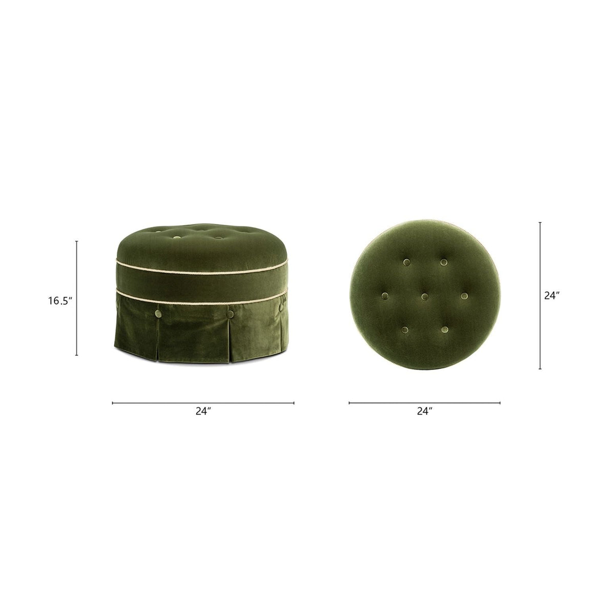 Maribel - Round Accent Ottoman - Olive Green Jennifer Taylor Home