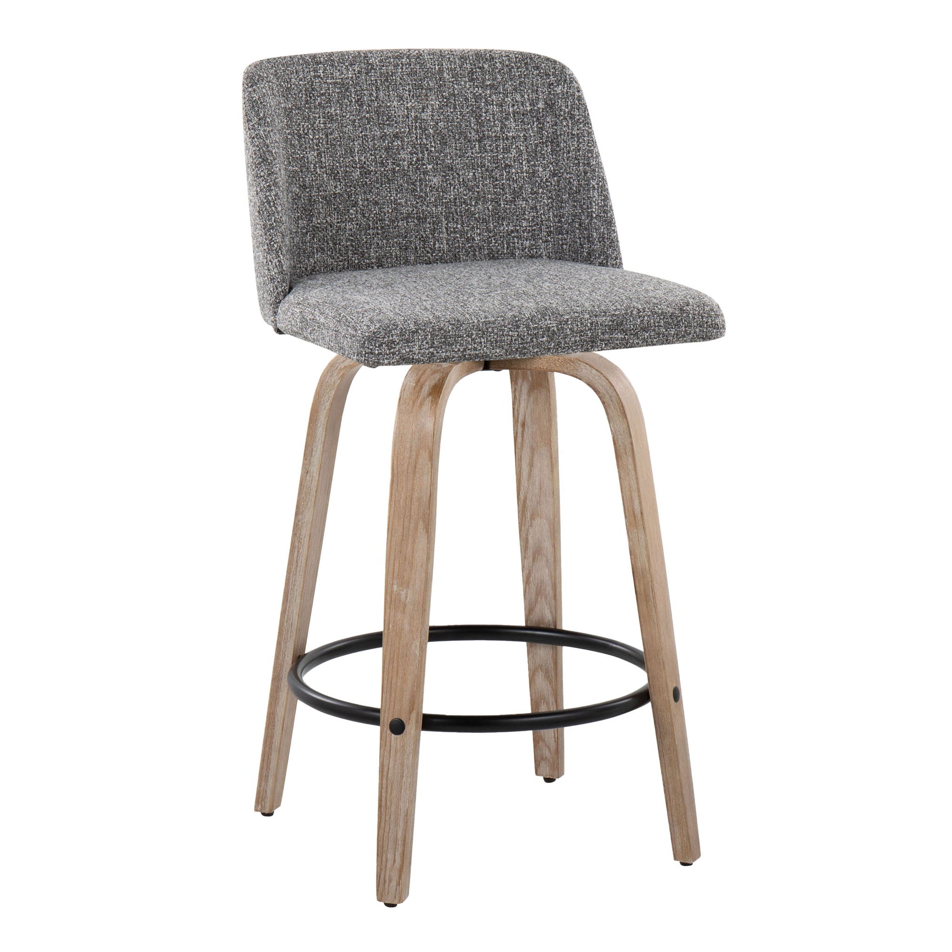 Toriano - Contemporary Fixed-Height Counter Stool & Swivel With Round Footrest (Set of 2) Lumi Source