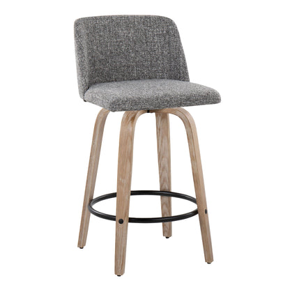 Toriano - Contemporary Fixed-Height Counter Stool & Swivel With Round Footrest (Set of 2) Lumi Source