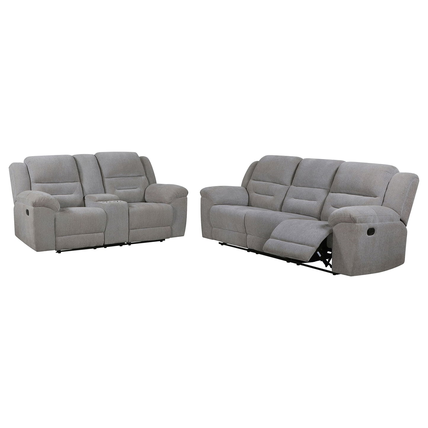 Sebring - 2 Piece Upholstered Reclining Sofa Set With Manual Recline - Gray Furniture Max