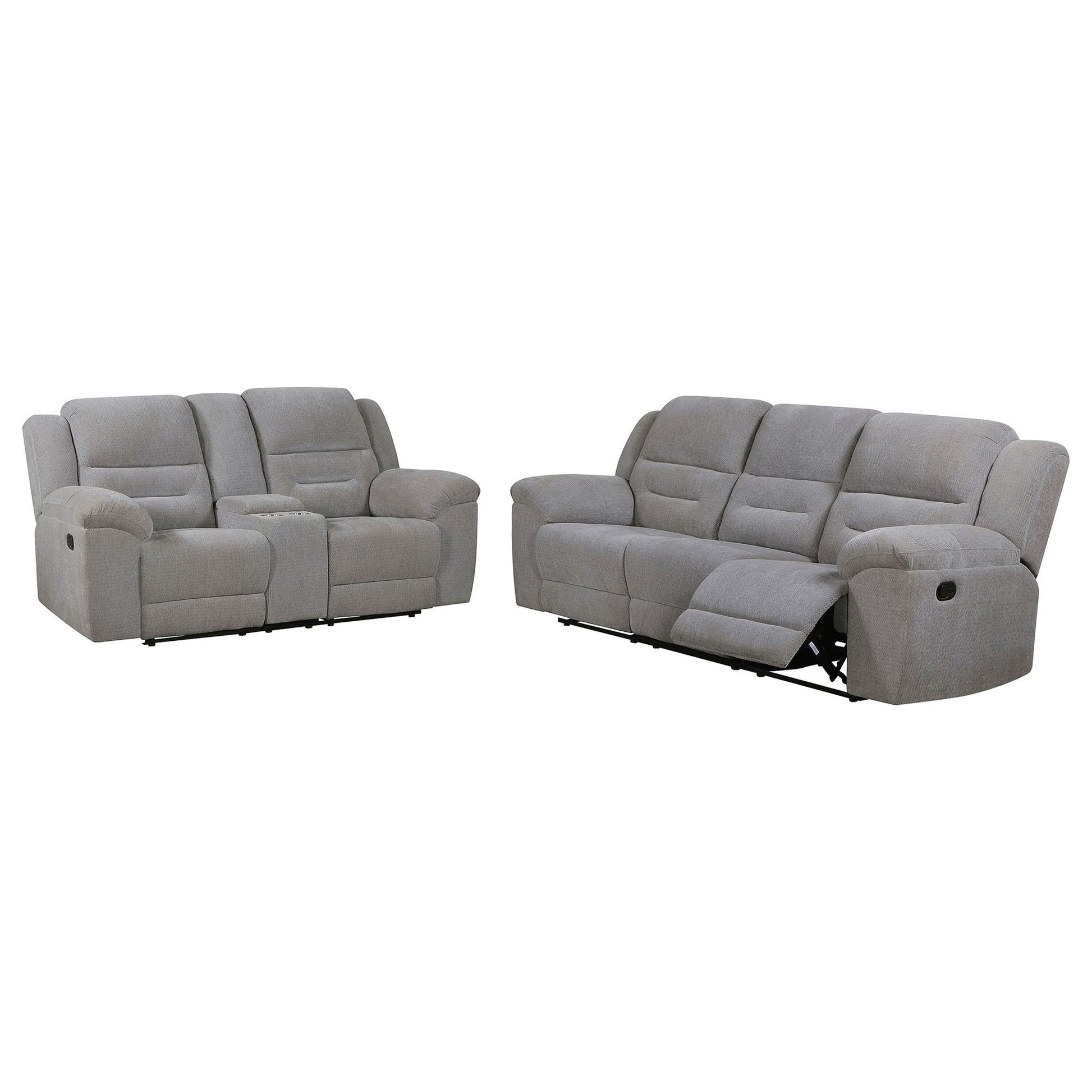 Sebring - 2 Piece Upholstered Reclining Sofa Set With Manual Recline - Gray Furniture Max