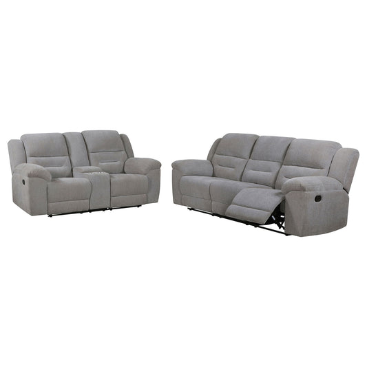 Sebring - 2 Piece Upholstered Reclining Sofa Set With Manual Recline - Gray Furniture Max