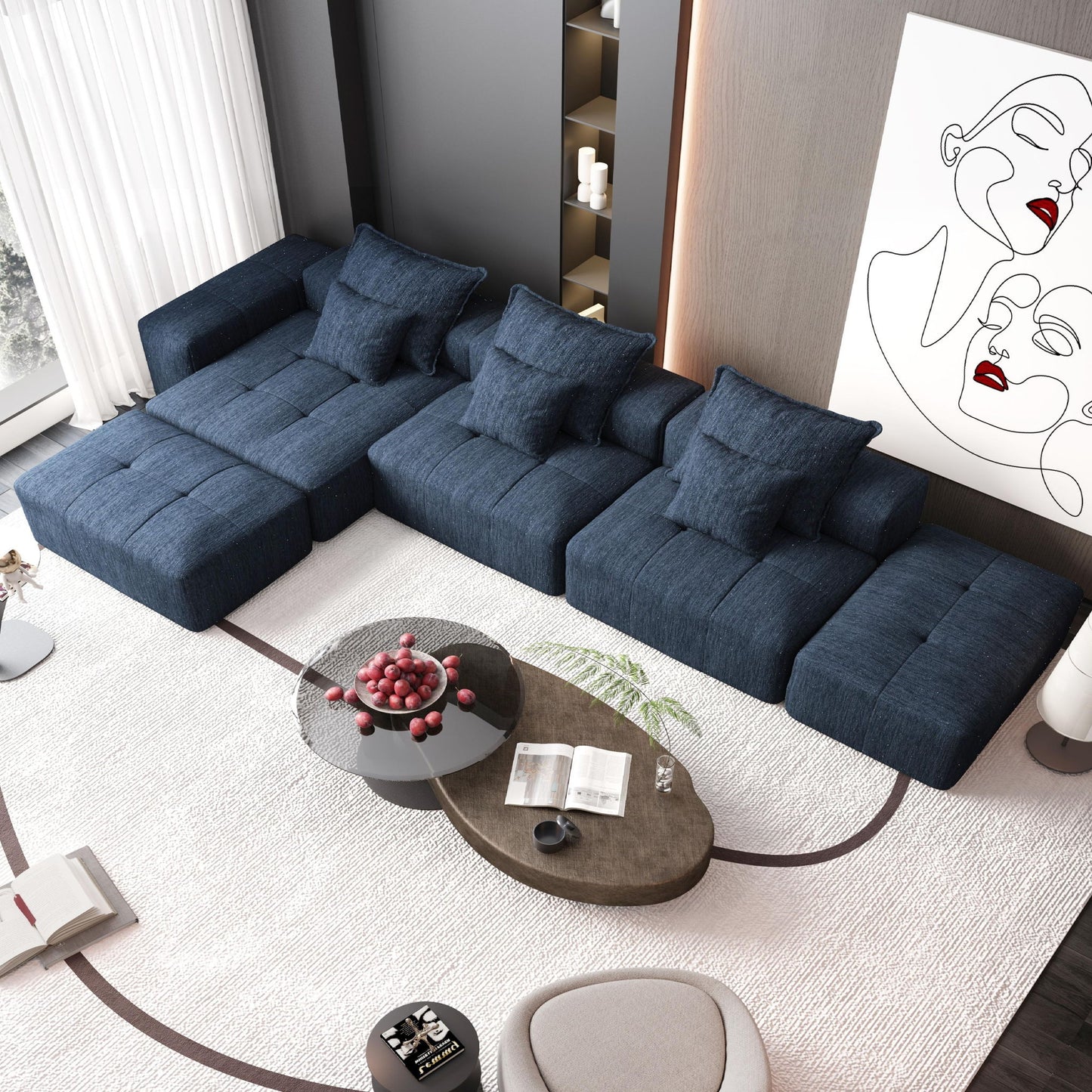 Modern Oversized Diy Combination Modular Sectional Sofa With Pillows Home Essentials