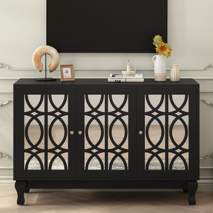 Modern Mirrored TV Stand, 3 Adjustable Shelves For Living Room Hearth and Haven
