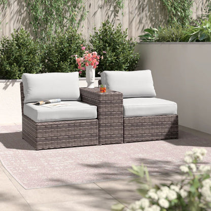2 Person Wicker Conversation Set With Cushions, Weather Resistant LSI Patio Furniture