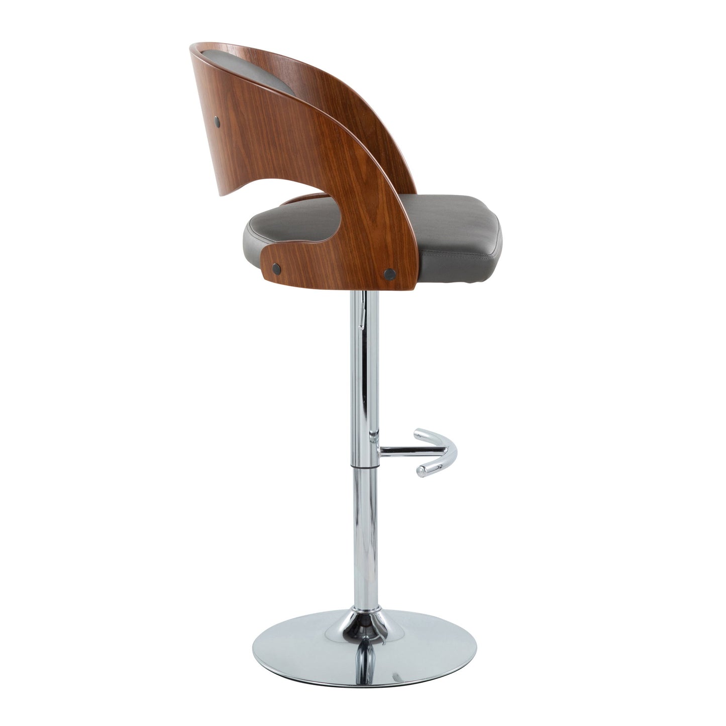 Pino - Mid Century Modern Adjustable Barstool & Swivel With Rounded T Footrest (Set of 2) Lumi Source