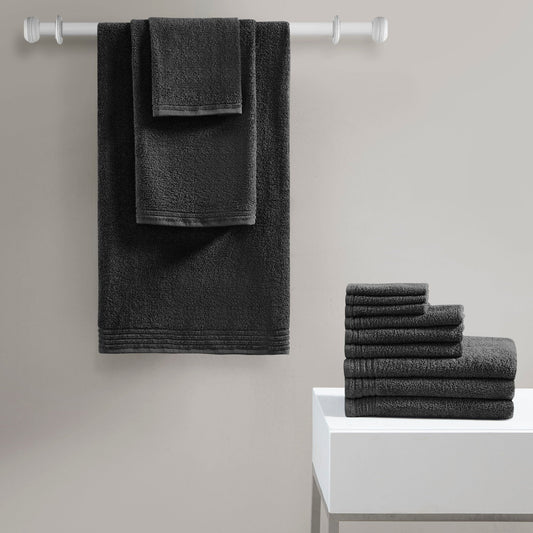 Big Bundle Quick Dry 12 Piece Bath Towel Set - Black 510 Design