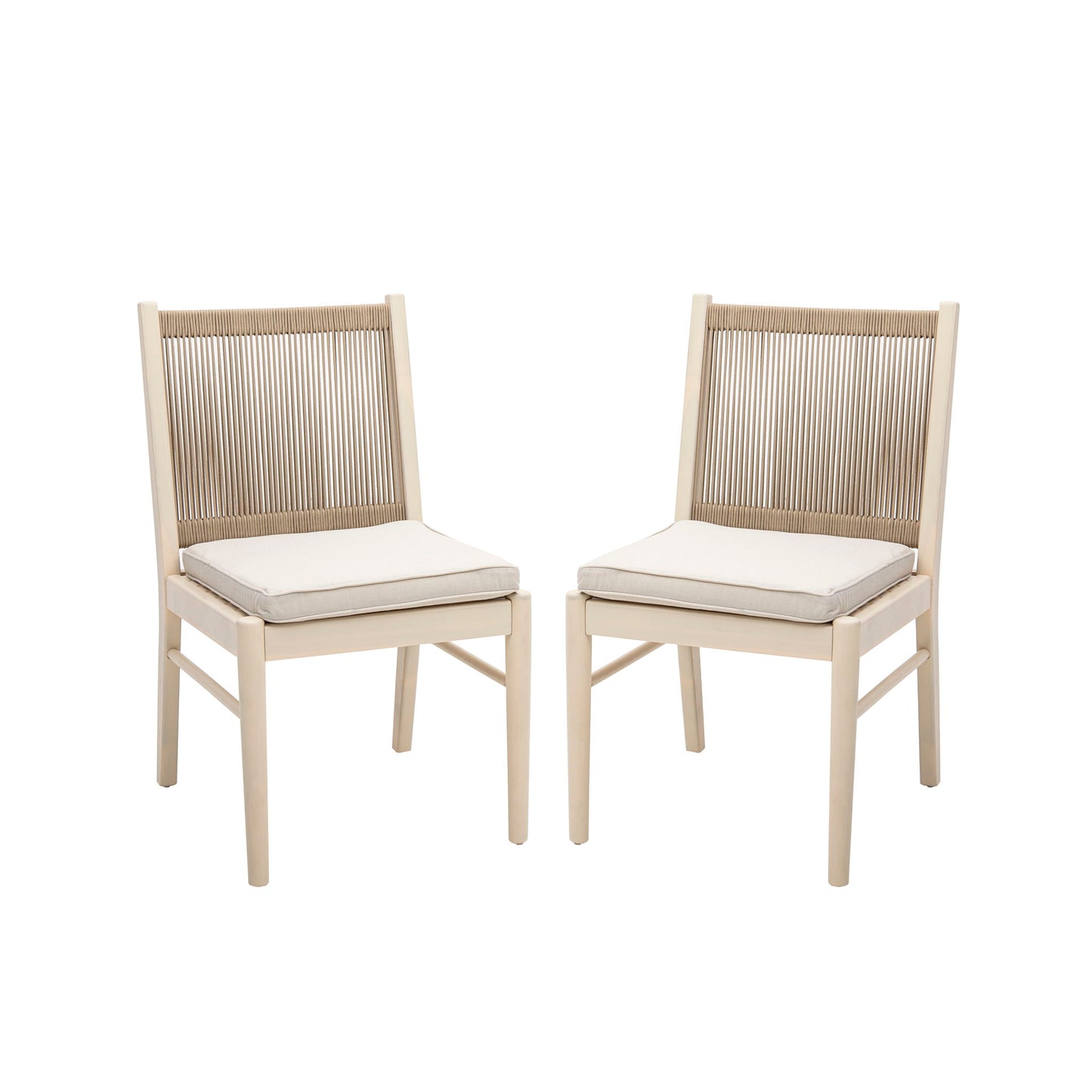 Cordoba - Dining Chair (Set of 2) With Acacia Wood Frame And Water Repellent Fabric - Beige / Yellow Noble House