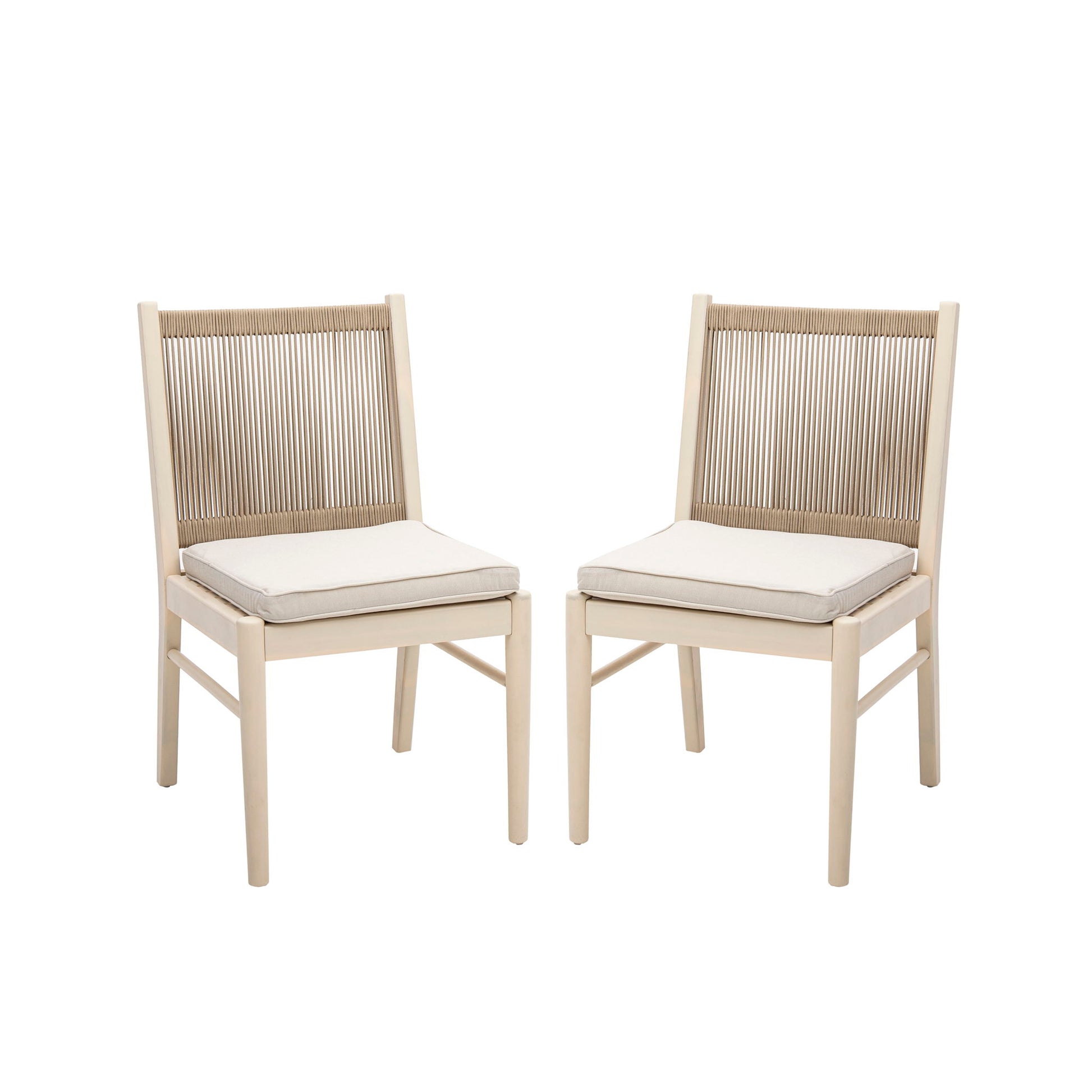 Cordoba - Dining Chair (Set of 2) With Acacia Wood Frame And Water Repellent Fabric - Beige / Yellow Noble House