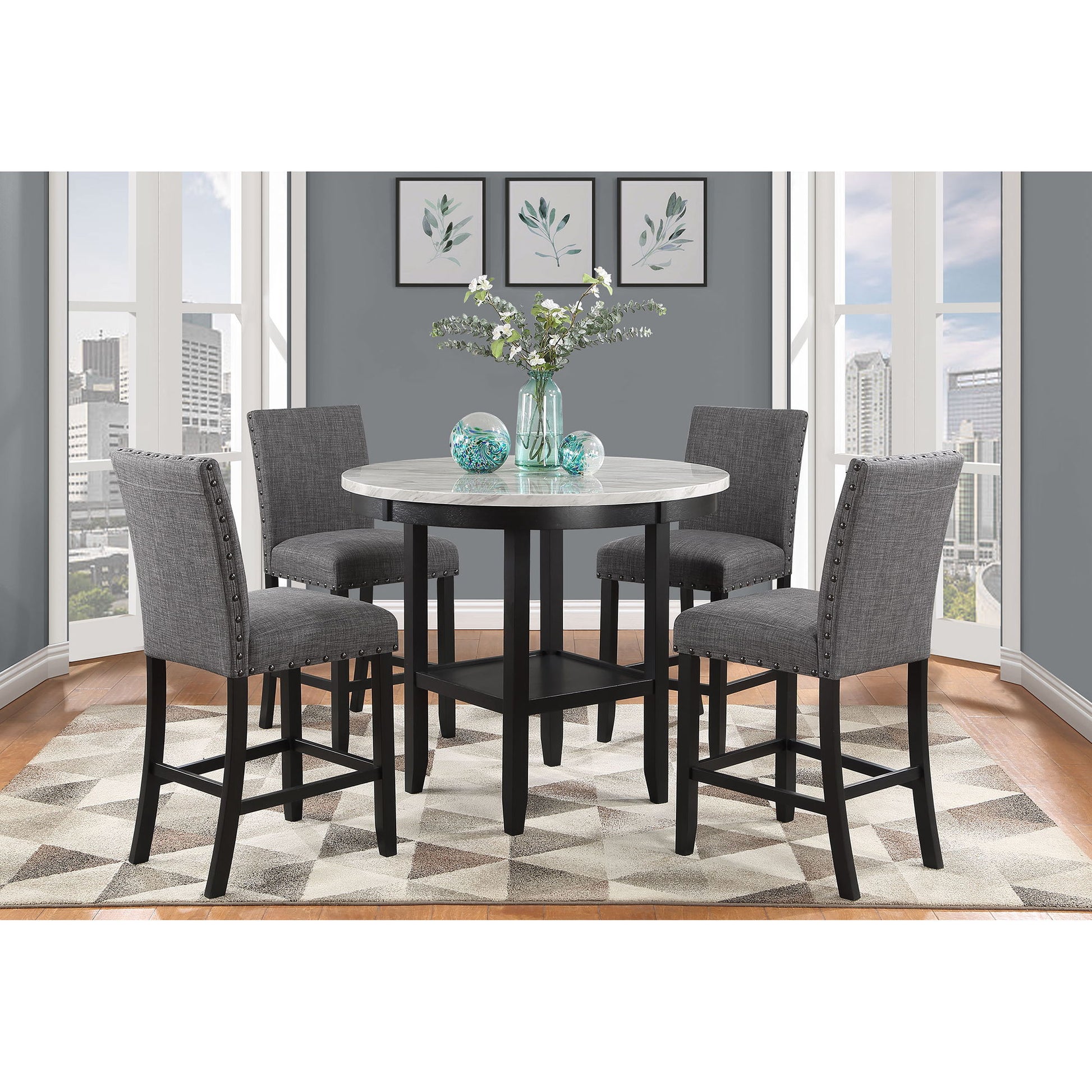 Greta - Bar Table And Bar Stool Set - Antique White Global Furniture USA