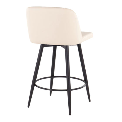 Toriano - Contemporary Fixed-Height, Counter Stool With Swivel With Round Footrest (Set of 2) Lumi Source